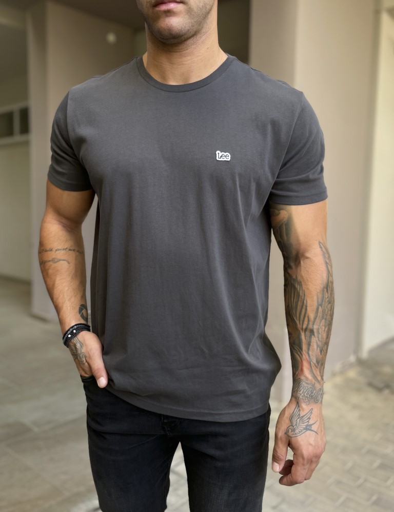 Lee Lee ανδρικό μπλουζάκι ανθρακί SS Pach Logo Tee L60UFQON